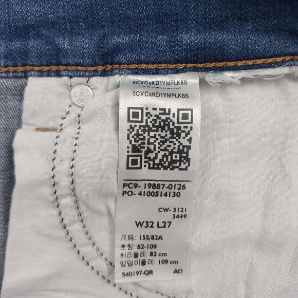 Levi's Boyfriend Jeans Womens 32x27 Blue Tapered Mid Rise Distressed Stretch - Picture 9 of 9